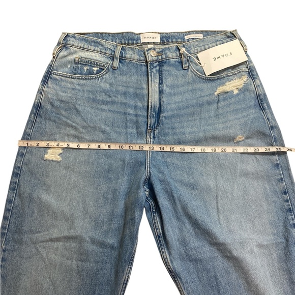 frame le high 'n' tight wide-leg crop jeans downpour rips - Picture 9 of 11